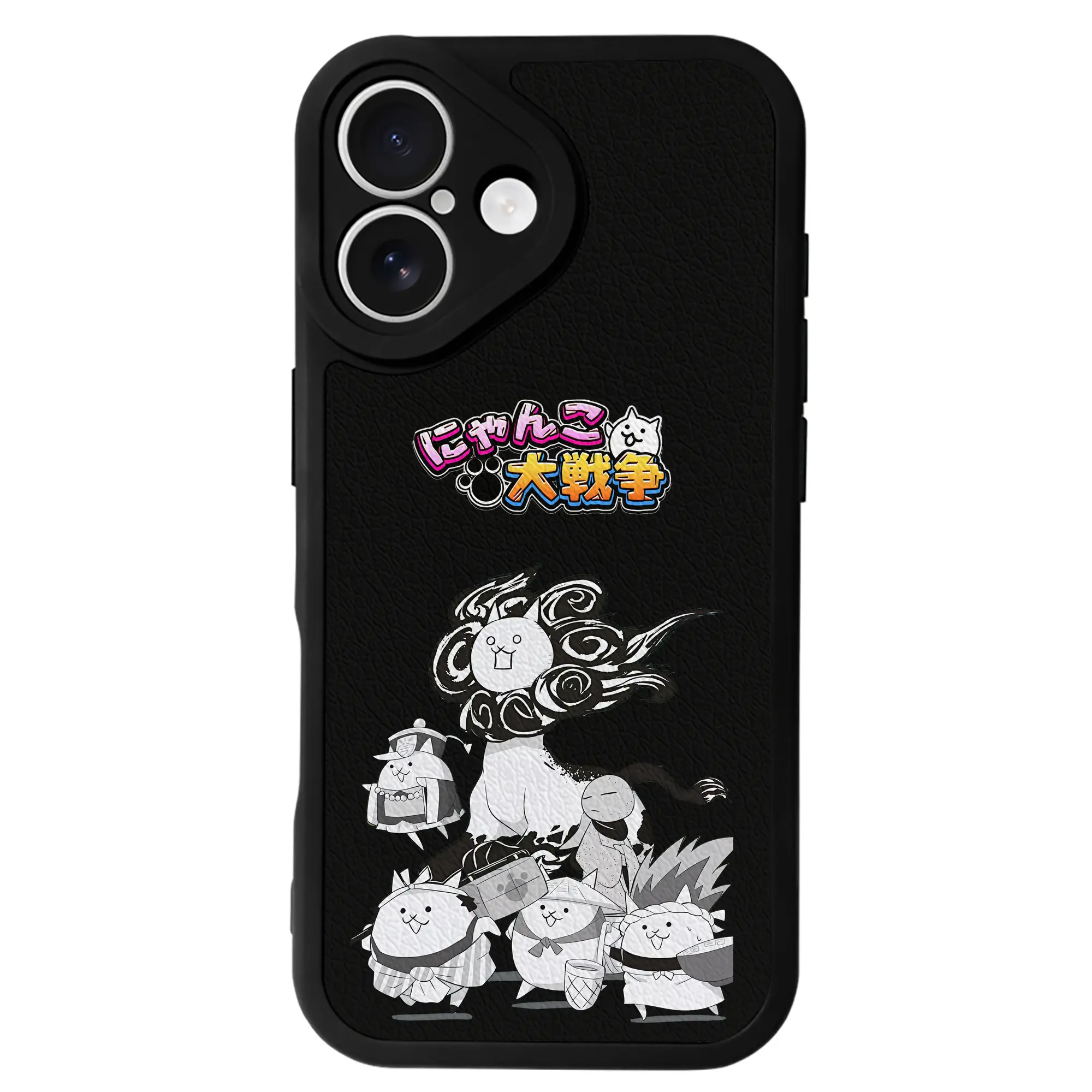 にゃんこ大戦争 グッズ - IPhone 16シリーズ対応 ・ シリコンスマホケース ・ レザー調 ・ 高精度フィット ・ 耐衝撃 ・ ワイヤレス充電対応 ・ 精密カット